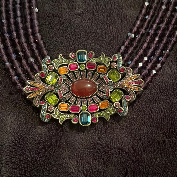 HEIDI DAUS Amethyst 6 Row Oval Pendant Beaded Necklace - Picture 3 of 10